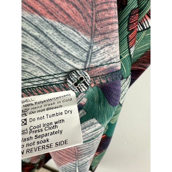 Voyage at Ease Layered Leaf Print Shirt Dress Red & Green Size 8 - Picture 5 of 16